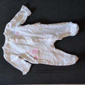 Little Me White and Pink Floral Footie With Matching Hat